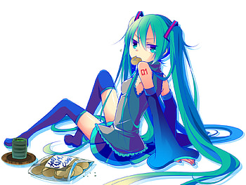 vocaloid, blue, blue eyes, tee, miku hatsune, sleep HD wallpaper