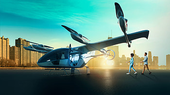 Flying Car Drone in China, Futuristic EVE Aero Taxi, aircraft HD wallpaper
