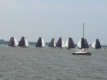 Skutsjesilen, boats, sailing, sail, sky, water, lake HD wallpaper