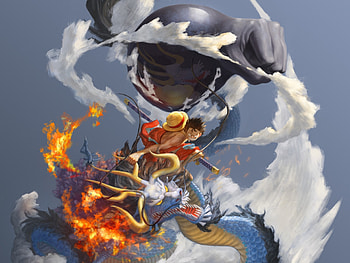 Luffy vs Kaido, Monkey D. Luffy, Kaido (One Piece), Anime, One Piece, Luffy Vs Kaido HD wallpaper