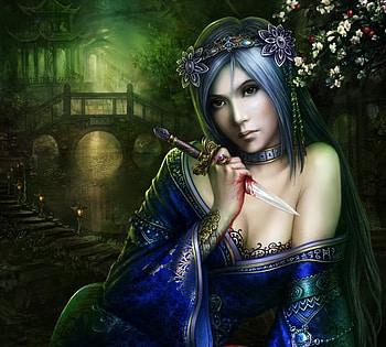 Lonely Cloisonn, girl, blood HD wallpaper