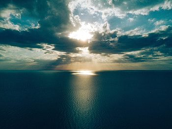 Nature, Sunset, Sea, Sun, Clouds, Horizon, Shine, Light HD wallpaper