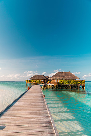 Nature, Sea, Summer, Pier, Tropics, Bungalow HD phone wallpaper