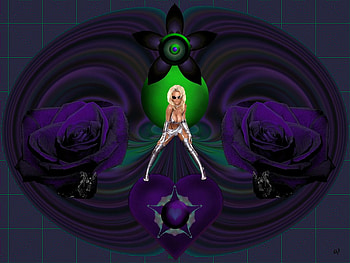 Purple Attraction, eye candy, abstract, 3d, fractal, collage HD wallpaper