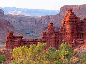 Fisher Towers Area, bush, sky, canyon, rock HD wallpaper