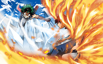 Shoto Todoroki, Izuku Midoriya, Anime, My Hero Academia HD wallpaper