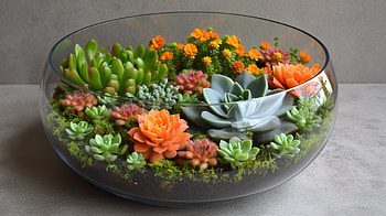 Vibrant Succulent Terrarium, terrarium, succulents, flower, gardening, home decor HD wallpaper