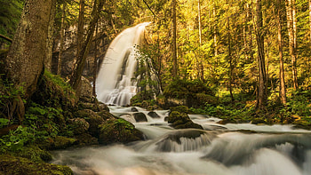 Gollinger Waterfall, Salzburg, Austria, autumn, river, trees, forest, leaves HD wallpaper