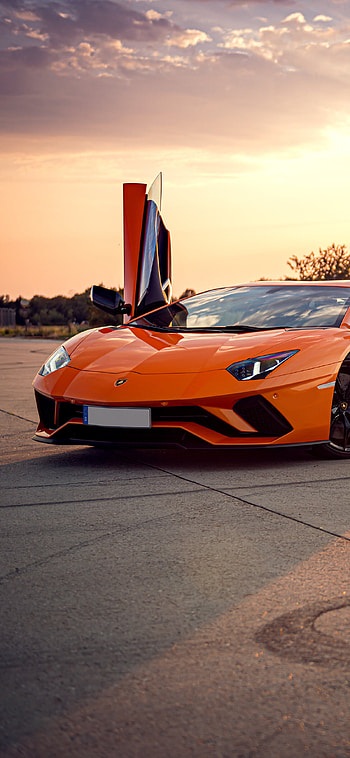 Orange Lamborghini Aventador, XS HD phone wallpaper