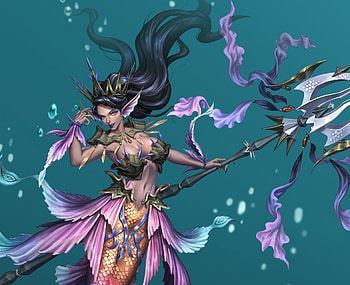 Mermaid, fantasy, art, ye jeong, fish, girl, water, siren, blue, pink HD wallpaper