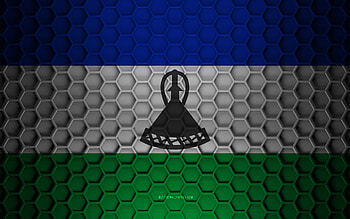 Lesotho flag, 3d hexagons texture, Lesotho, 3d texture, Lesotho 3d flag, metal texture, flag of Lesotho HD wallpaper