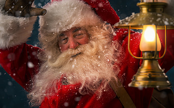 Santa, white, old man, craciun, christmas, red, lantern HD wallpaper