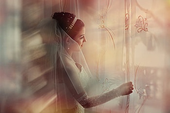 Wedding Dreams, lady, smiling, alexander sorokin , wedding, dramy, beautiful, curtain white, bride HD wallpaper