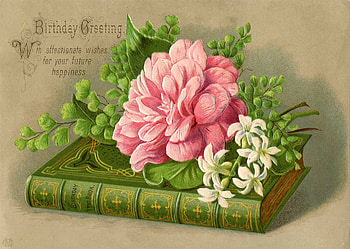 Happy Birtay!, pink, book, flower, green, birtay, card HD wallpaper