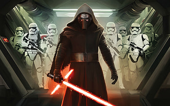Kylo Ren and First Order Stormtroopers HD wallpaper