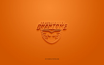 Lehigh Valley Phantoms, creative 3D logo, orange background, AHL, 3d emblem, American Hockey Team, American Hockey League, Pennsylvania, USA, 3d art, hockey, Lehigh Valley Phantoms 3d logo HD wallpaper