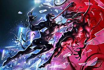 Venom Vs Carnage , venom, carnage, superheroes, artwork, artstation HD wallpaper