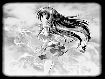 Monochrome, sexy, white, black, hot, cute, girl, long hair, dress, anime girl, anime, flower, female HD wallpaper
