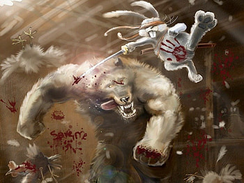 I Want You Rabbit, blood, kung fu, rabbit HD wallpaper