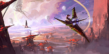 Fantasy Space Bikes, fantasy, artist, digital-art, deviantart HD wallpaper