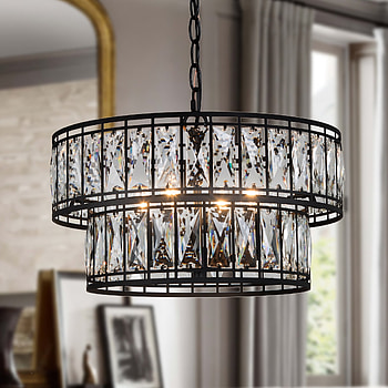Modern glam chandelier, Crystal accents, Dining room centerpiece, Elegant lighting HD phone wallpaper