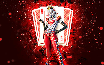 Queen Of Hearts, , red neon lights, Fortnite Battle Royale, Fortnite characters, Queen Of Hearts Skin, Fortnite, Queen Of Hearts Fortnite HD wallpaper