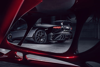 Lamborghini Aventador Black Red Wolf , lamborghini-aventador, lamborghini, cars, behance HD wallpaper