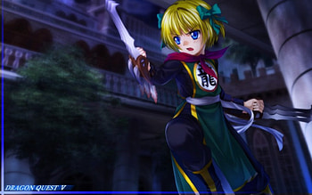 Bianca's Daughter, blond hair, blonde, cute, fight, mad, chibi, short hair, kid, game, blonde hair, adorable, warrior, female, children, blond, sword, ribbon, girl, armor, blade, kawaii, anime girl, claws, anime, video game, rpg, weapon, angry, dragon quest, child HD wallpaper