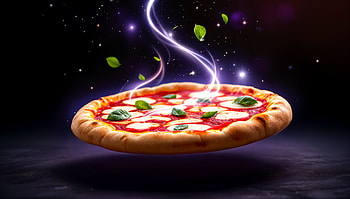 Magical Margherita Pizza - A Delight, margherita pizza, pizza, floating, basil, cheese HD wallpaper
