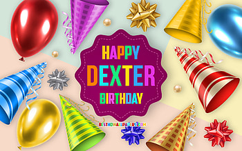 Happy Birtay Dexter, , Birtay Balloon Background, Dexter, creative art, Happy Dexter birtay, silk bows, Dexter Birtay, Birtay Party Background HD wallpaper