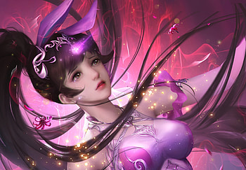 Fantasy girl, yanmin ji, pink, fantasy, face, girl HD wallpaper