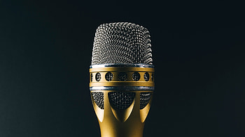 Gold micro accents, Music recording setup, Shiny silver finish, High-quality sound HD wallpaper