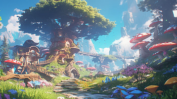 Tree House, fantasy, Anime, AI Art, treehouse, colorful, fantasy anime HD wallpaper