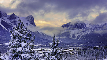 Mountain, Alberta, , Winter, Banff National Park, Canada, Landscape, Snow, Tree HD wallpaper