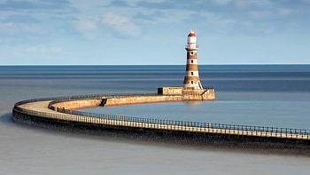 Roker Lighthouse, Sunderland, UK, uk, lighthouse, architecture, water HD wallpaper