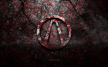Borderlands 3 logo, grunge art, Borderlands 3 stone logo, red stone texture, Borderlands 3, grunge stone texture, Borderlands 3 emblem, Borderlands 33d logo HD wallpaper