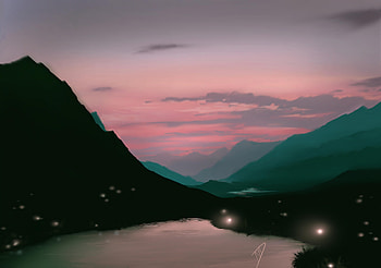 Autumn Night Digital Art, artist, artwork, digital-art, mountains, nature, deviantart HD wallpaper