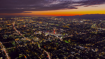 Kyoto City During Sunset, Cityscape Beauty, Serene Atmosphere, Urban Bliss HD wallpaper