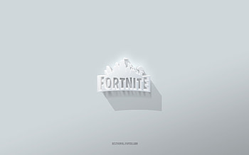 Fortnite logo, white background, Fortnite 3d logo, 3d art, Fortnite, 3d Fortnite emblem, creative art, Fortnite emblem HD wallpaper