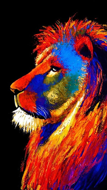 Blue Lion, Colorful, Lion Painting HD phone wallpaper