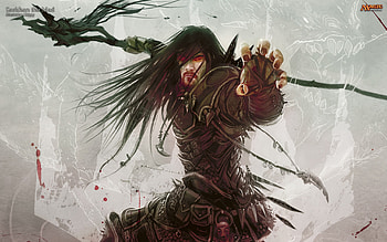 Magic The Gathering, magic, pose, staff, game, red eyes, blood HD wallpaper