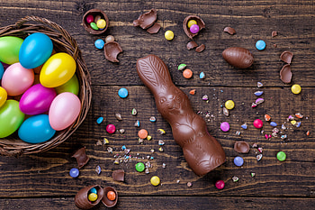 Chocolate, bunny, easter, eggs HD wallpaper