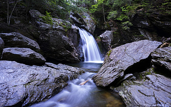Waterfall Pool Near Stowe, Vermont, trees, river, rocks, stones, usa HD wallpaper