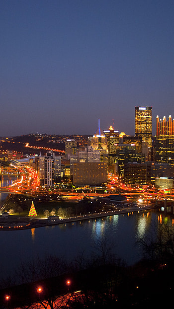 Captivating Pittsburgh, Night skyline, Urban beauty, City lights HD phone wallpaper