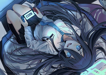 Tendou Alice (Blue Archive), girl, video game, Nintendo Switch, black hair, blue eyes HD wallpaper