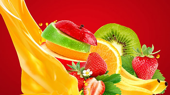 Juice-inspired visuals, Burst of flavors, Refreshing gaze, Thirst-quenching delight HD wallpaper