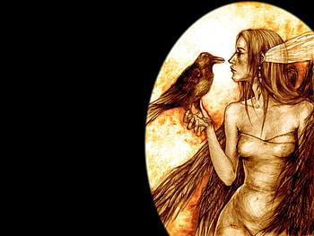 Fantasy, girl, bird, female HD wallpaper
