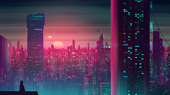 Sunset, City, Sci Fi, Illustration, Digital Art HD wallpaper