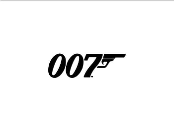 007 logo, white background, blacl writing, gun, numbers HD wallpaper
