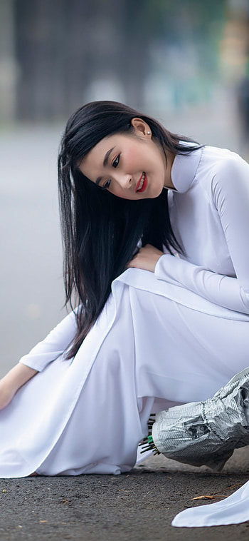 long hair, black hair, model, woman, asian HD phone wallpaper
